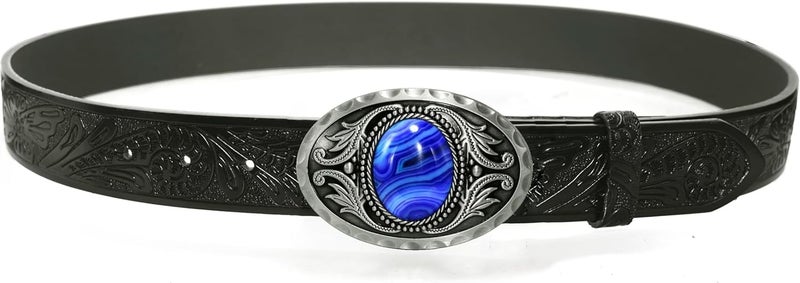 GURANSE Natural Gems Tiger Eyes Stone Belt Buckle With Acanthus Western Cowboy Style More Colors - Image 2